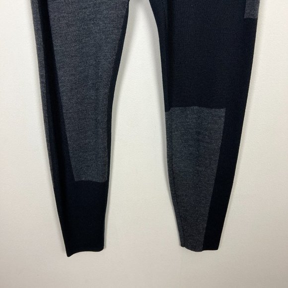 Eileen Fisher Pant Women Small Black Gray Merino Wool Colorblock Pull On Legging - Picture 4 of 13